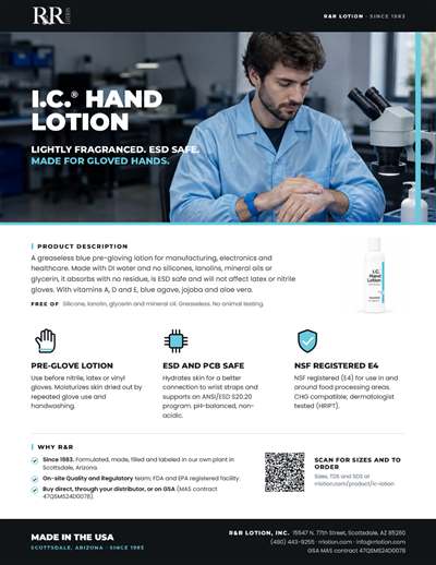 Marketing flyers page: I.C. Hand Lotion (Blue)