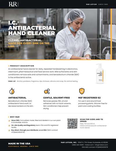 Marketing flyers page: I.C. Antibacterial Hand Cleaner