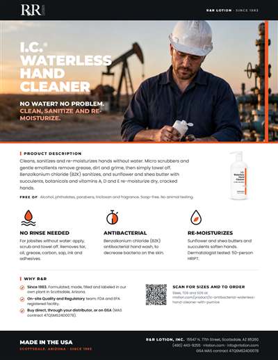Marketing flyers page: I.C. Antibacterial Waterless Hand Cleaner