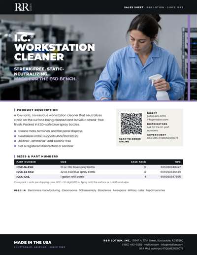 Sales flyers page: I.C. Workstation Cleaner