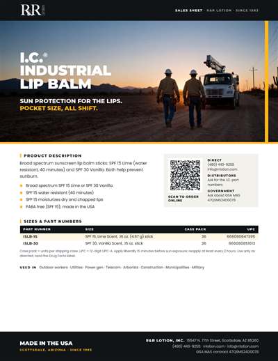 Sales flyers page: I.C. Industrial Lip Balm