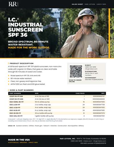 Sales flyers page: I.C. Industrial Sunscreen SPF 36