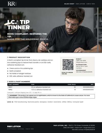 Sales flyers page: I.C. Lead-Free Tip Tinner