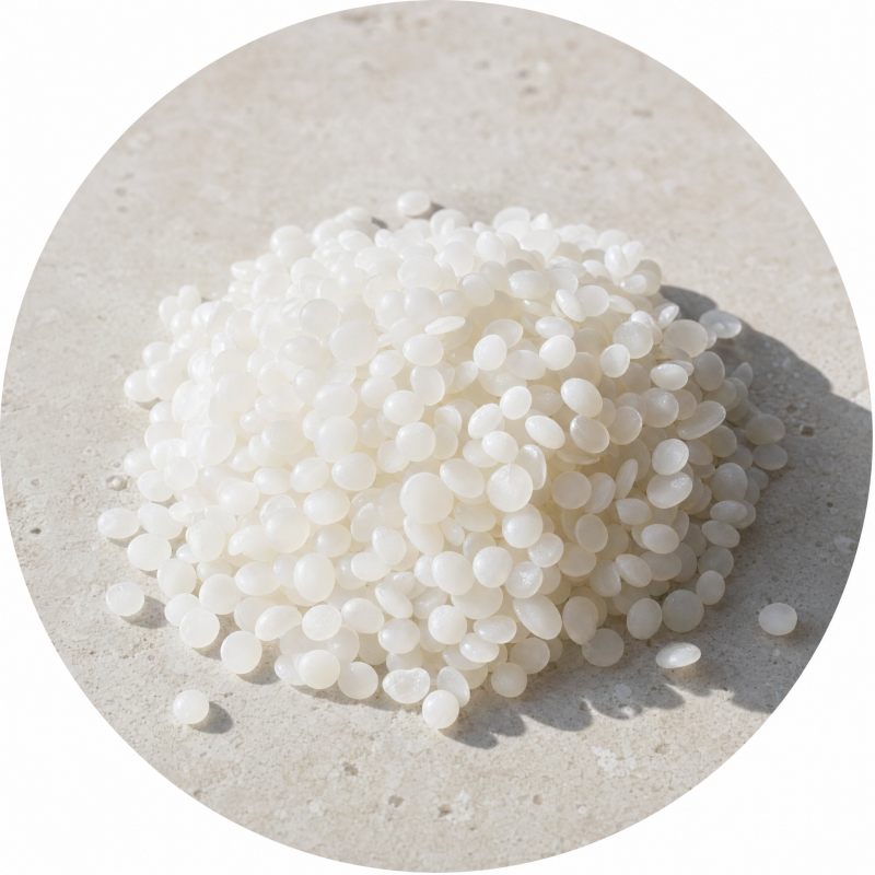 A small heap of fine white wax beads