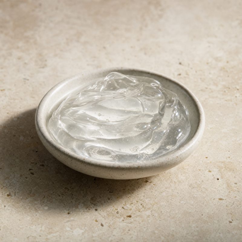 A small dish of clear, glossy gel