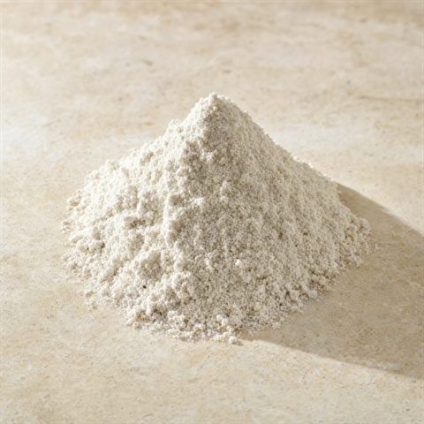 A small heap of fine off-white xanthan gum powder