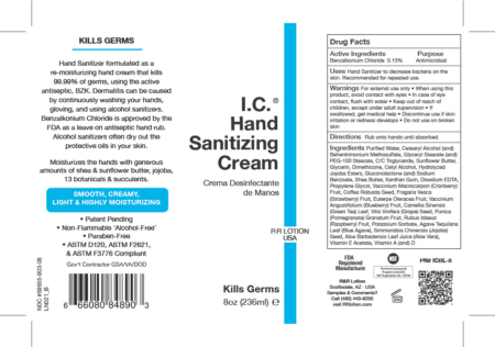 Ingredients Label Hand Sanitizing Cream