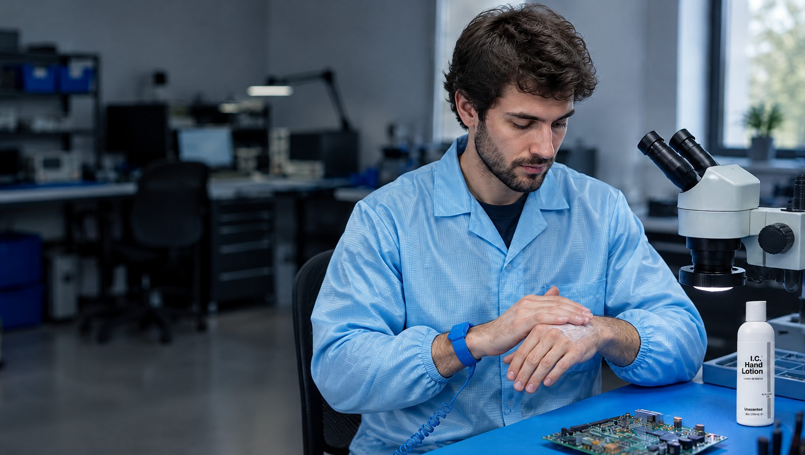 Electronics & ESD worker using R&R Lotion skin care