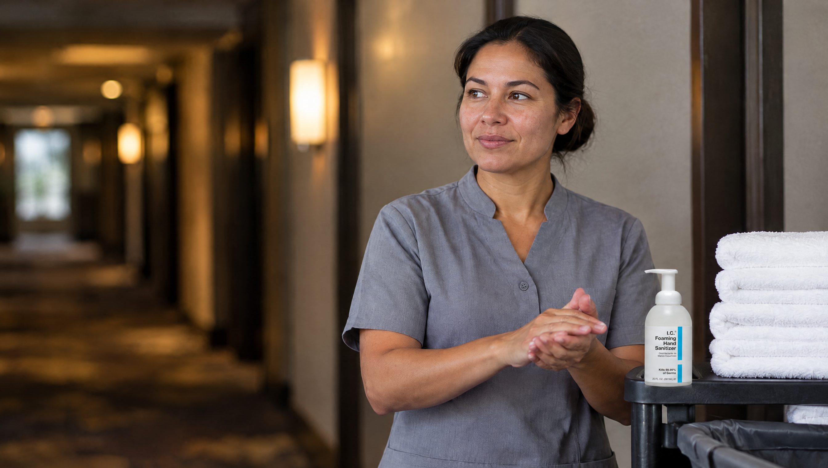 Hospitality worker using R&R Lotion skin care