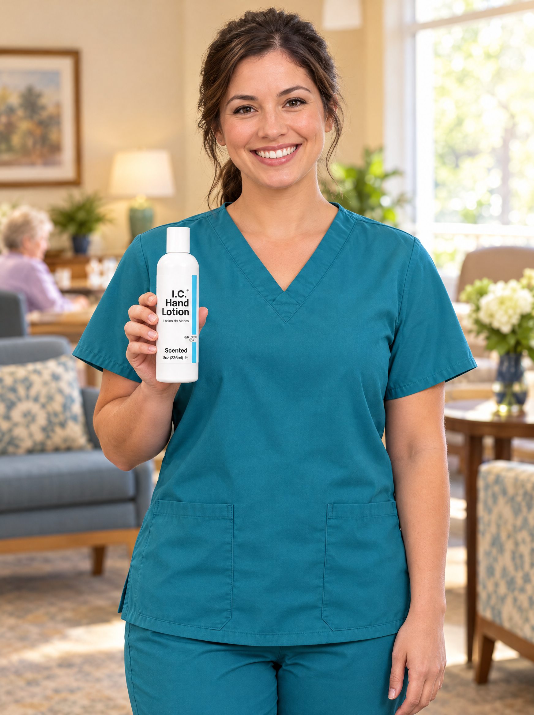 Nursing Homes worker using R&R Lotion skin care