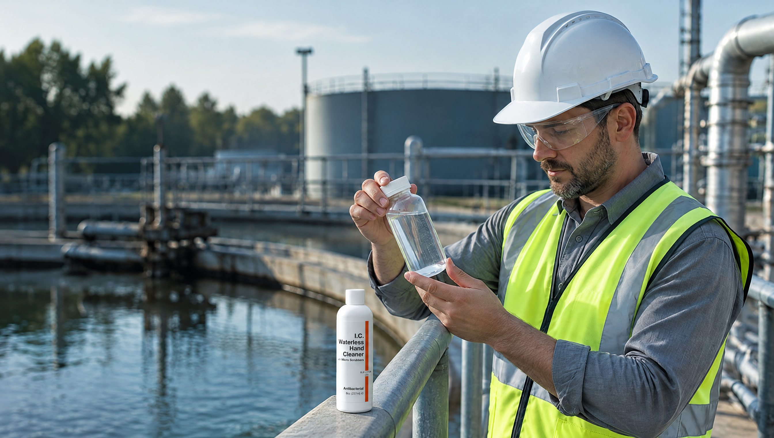 Water Treatment worker using R&R Lotion skin care