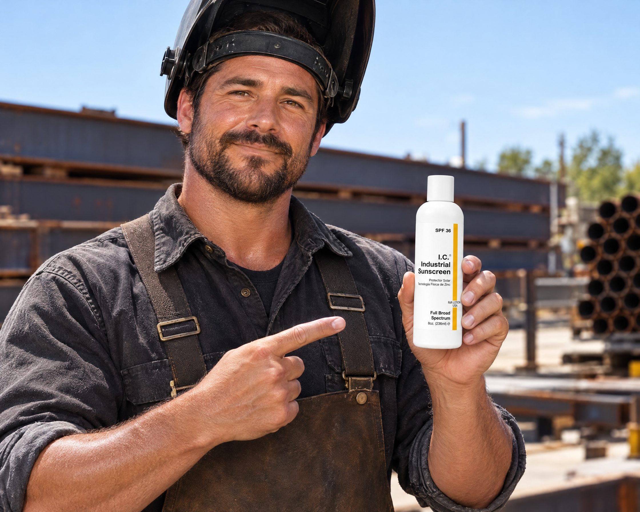 Welders worker using R&R Lotion skin care (Fab yard)